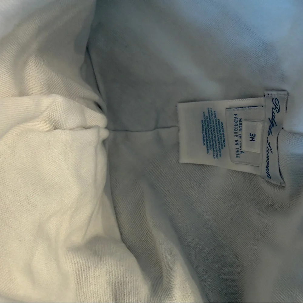 Ralph Lauren Baby Polo Rugby Striped Romper Hat Set 3M Navy White Cotton